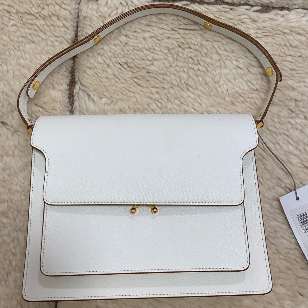 BNWT Marni Medium Trunk Bag White Saffiano